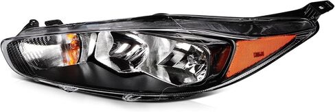 Headlight Assembly Driver and Passenger Side Pair Fit 2014 2015 2016 2017 2018 for Ford for Fiesta Black Housing Amber Reflector Clear Lens Replacement D2BZ13008H (Bulbs Not Included) in Saudi Arabia