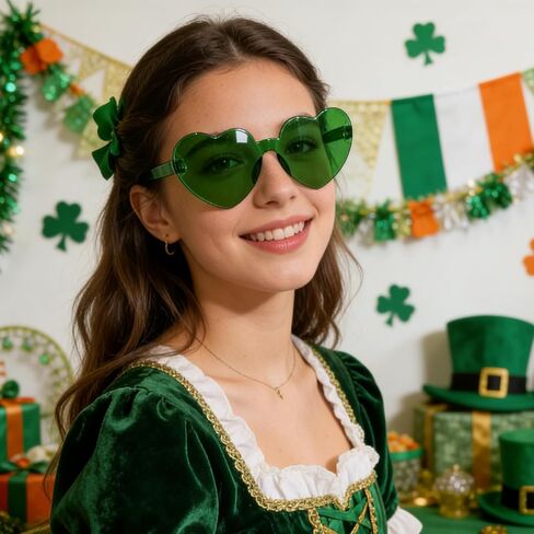 St. Patrick's Day Headband and Glasses Green Sequins Bowknot Headbands Hair Hoops Shamrock Clover Headband for Women in Saudi Arabia
