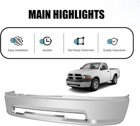 PENSUN Front Bumper Cover Fit For Dodge Ram 1500 2009 2010 Chrome ‎68088188AA in Saudi Arabia