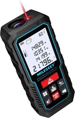 Laser Measure Device, MiLESEEY 229ft Digital Laser Tape Measure with Upgrade Electronic Angle Sensor, ±2mm Accuracy, Area Measurement,Volume and Pythagoras, 2" LCD Backlit,Mute, Battery Included in Kuwait
