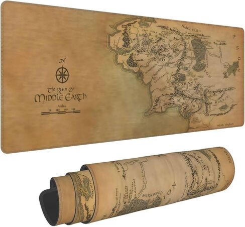 Vintage Middle Earth Map Gaming Mouse Pad, Large Mouse Pad, 31.5" X 11.8" Non-Slip Desk Mat with Stitched Edges, Retro Map for Computer & Laptop in Saudi Arabia