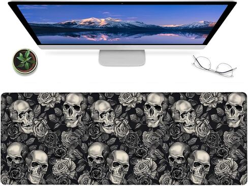 Gothic Crow and Moon Gaming Mouse Pad,12x31.5in Non-Slip Rubber Raven and Tree Dark Desk Mat,Large Extended Goth Rustic Mousepad for Office Home Laptop,Mice Pads Gifts,Game Lover Deskmat Decor in Saudi Arabia