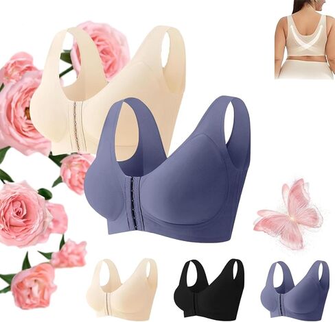 Front Closure - Seamless Comfy Cross Back Shaping Bra Wireless Support in Saudi Arabia