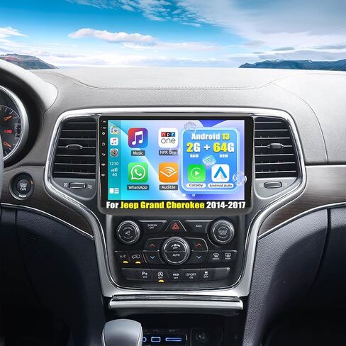 【8-Core 2+64G】 راديو سيارة Android 13 لسيارة Jeep Grand Cherokee 2014-2020، 9 بوصات IPS تعمل باللمس ستيريو سيارة مع Carplay لاسلكي Android Auto Mirror Link Bluetooth DSP GPS WiFi SWC+AHD كاميرا احتياطية وميكروفون in Kuwait