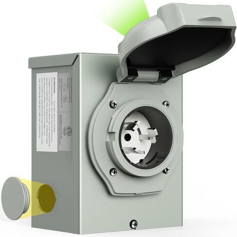 Rophor 50 Amp Generator Power Inlet Box, NEMA SS2-50P Power Inlet Box for 3 Prong Generator Cord, 125/250 Volt, 12500 Watts, Weatherproof, Outdoor Use, ETL Listed in Kuwait