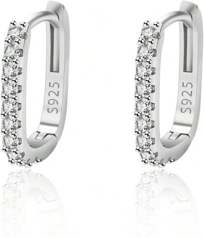 A Simple 925 Sterling Silver Hoop Earrings, Delicate Cubic Zirconia Earrings, Lightweight And Hypoallergenic, Fashion Jewelry Gifts, Women's Daily Wear, Best Gift For Your Wife Or Friends in Saudi Arabia
