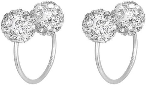 Shiny Balls U Shaped S999 Sterling Silver Hypoallergenic Small Hoop Stud Earrings for Women Teens Dainty Double Cubic Zirconia Crystal Balls Huggie Hoops 18g Screw On Piercing Studs Birthday Gifts in Saudi Arabia