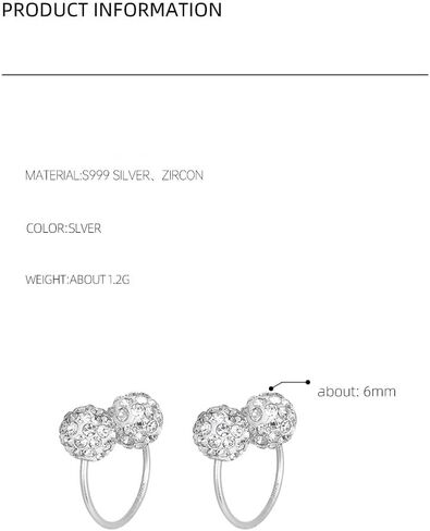 Shiny Balls U Shaped S999 Sterling Silver Hypoallergenic Small Hoop Stud Earrings for Women Teens Dainty Double Cubic Zirconia Crystal Balls Huggie Hoops 18g Screw On Piercing Studs Birthday Gifts in Saudi Arabia