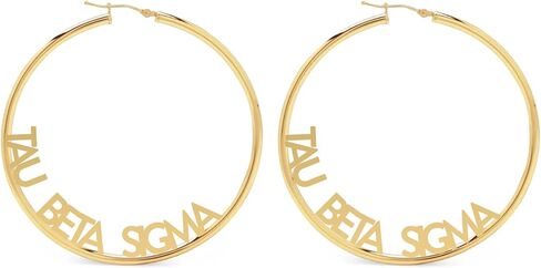 Sorority Shop Tau Beta Sigma- Hoop 18K Gold Plated Dainty Earrings for Women - Tau Beta Sigma Jewelry with Ideal 2" Diameter Hoops - Tau Beta Sigma Gifts in Saudi Arabia