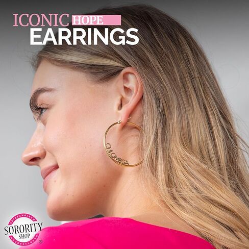 Sorority Shop Tau Beta Sigma- Hoop 18K Gold Plated Dainty Earrings for Women - Tau Beta Sigma Jewelry with Ideal 2" Diameter Hoops - Tau Beta Sigma Gifts in Saudi Arabia