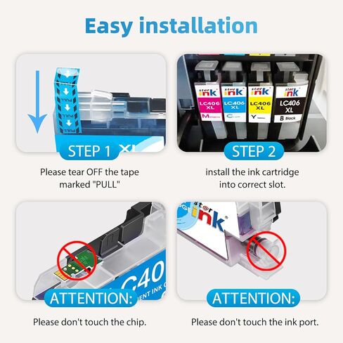 Starink LC406 LC406XL Ink Cartridges Replacement for Brother Printer LC406XL 406 Compatible with MFC-J4335DW MFC-J5855DW MFC-J6555DW MFC-J4535DW MFC-J6955DW MFC-J4345DW MFC-J5955DW, 4 Pack BKCMY in Kuwait