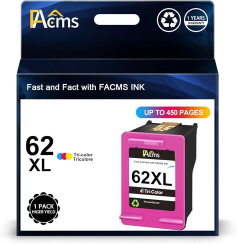 62XL Color Ink Cartridge Replacement for HP Ink 62 XL 62 Ink Work with HP Envy 7640 7645 5660 5540 5640 OfficeJet 5740 8040 OfficeJet 250 200 (1 Pack) in Kuwait