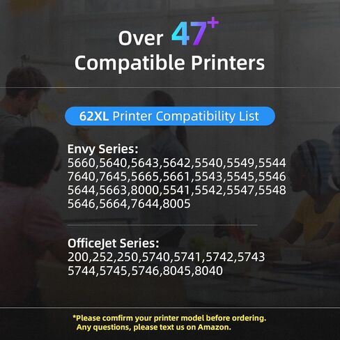 62XL Color Ink Cartridge Replacement for HP Ink 62 XL 62 Ink Work with HP Envy 7640 7645 5660 5540 5640 OfficeJet 5740 8040 OfficeJet 250 200 (1 Pack) in Kuwait