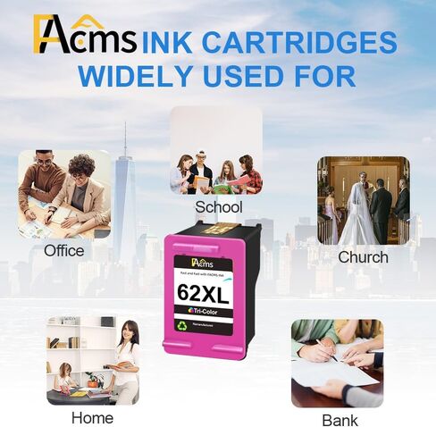 62XL Color Ink Cartridge Replacement for HP Ink 62 XL 62 Ink Work with HP Envy 7640 7645 5660 5540 5640 OfficeJet 5740 8040 OfficeJet 250 200 (1 Pack) in Kuwait