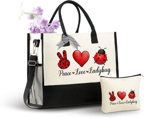 حقيبة حمل قماشية من InnoBeta Ladybug Gifts - Peace Love Ladybug in Saudi Arabia