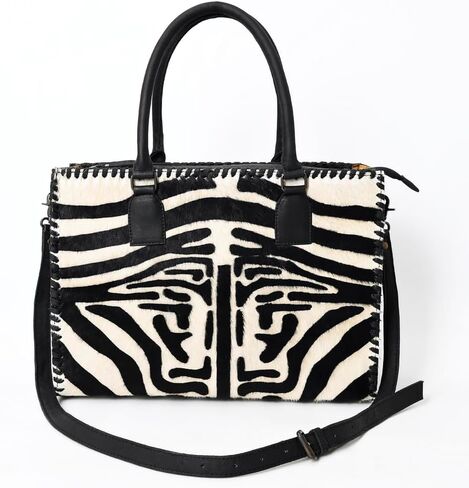 American Darling Tote Bag - Western Hair-On Cowhide & Genuine Leather Handbag with Braided Detailing and YKK Zipper in Saudi Arabia