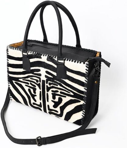 American Darling Tote Bag - Western Hair-On Cowhide & Genuine Leather Handbag with Braided Detailing and YKK Zipper in Saudi Arabia