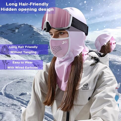 Magnetic Buckle Balaclava Ski Mask Breathable Windproof Face Cover with Mesh Airflow, Headphone Cable Port in Saudi Arabia