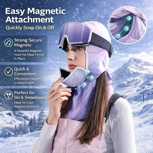 Magnetic Buckle Balaclava Ski Mask Breathable Windproof Face Cover with Mesh Airflow, Headphone Cable Port in Saudi Arabia
