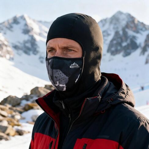 Magnetic Buckle Balaclava Ski Mask Breathable Windproof Face Cover with Mesh Airflow, Headphone Cable Port in Saudi Arabia