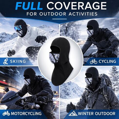 Magnetic Buckle Balaclava Ski Mask Breathable Windproof Face Cover with Mesh Airflow, Headphone Cable Port in Saudi Arabia