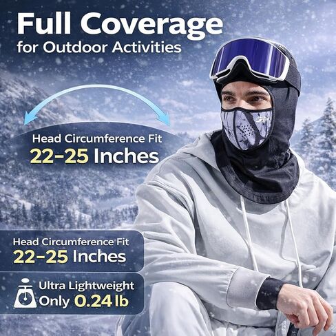 Magnetic Buckle Balaclava Ski Mask Breathable Windproof Face Cover with Mesh Airflow, Headphone Cable Port in Saudi Arabia