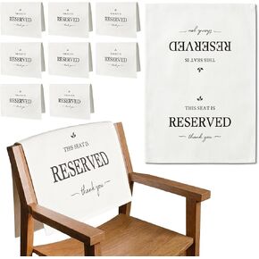 Reserved Seating Signs for Chairs 14 x 20 Inch, This Row Is Reserved Chair Sign for Wedding Ceremony, Church Pew Cotton Chair Signs, Reception Party Event Decorations (White, 4 PCS) in Kuwait