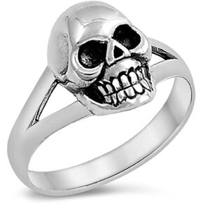 CloseoutWarehouse 925 Sterling Silver Solitaire Skull Ring in Kuwait
