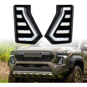 amopacorp Bumper LED Fog Light Trim Bezel Assemblies for 2024 2025 2026 Toyota Tacoma SR SR5 TRD Sport Limited Trailhunter Left Right Sequential White DRL Daytime Running Lamp Amber Turn Signal Cover in Kuwait