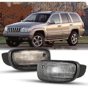 ROXX Fog Lights Fit for Jeep Grand Cherokee 1999 2001 2002 2003, 2 PCS Bumper Driving Light with OE Style Bulb H12 12V53W Driver and Passenger Side Clear Lens in Kuwait