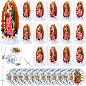32 قطعة من تماثيل سيدة غوادالوبي المعطرة مسبحة الخرز قلادة الراتنج العذراء دي غوادالوبي تماثيل الصليب قلادة المناولة الأولى المعمودية لصالح تذكار ديني لحفلة الضيوف (32، أبيض) in Kuwait