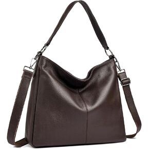 Genuine Leather Shoulder Bag for Women, Large Hobo Bag with 2 Detachable Straps, Pebbled Leather Tote Crossbody Purse in Saudi Arabia
