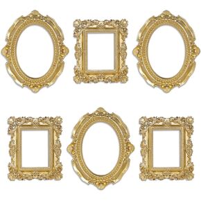 6 Pcs Mini Frames, Gold Small Vintage Picture Frames Antique Resin Photo Frame for DIY Refrigerator Magnets Galley Wall Hanging Jewelry Display Shooting Photo Props Christmas Decor (Without Backings) in Saudi Arabia