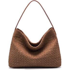 Suede Woven Tote Bag for Women: Handwoven Vegan Leather Purse & Pockets for Style & Travel - Adjustable Strap fits 11" iPad in Kuwait