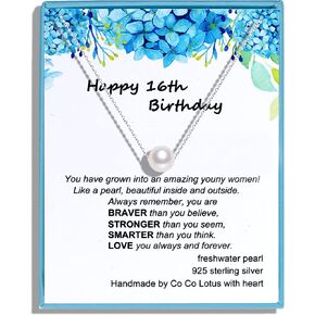 16 هدية رائعة للفتيات، قلادة لؤلؤ واحدة مصنوعة من لؤلؤ المياه العذبة المزروعة 6 مم وسلسلة كابل قابلة للتعديل من الفضة الإسترلينية، هدايا للفتيات المراهقات in Kuwait