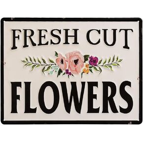 Fresh Cut Flowers Sign Wall Decor, 15.7×11.8 Inch Metal Floral Wall Art, Flower Market Outdoor Fence Garden Yard Patio Porch Decorations for Home in Kuwait