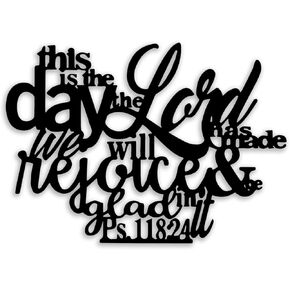 OPTYBVFD Psalm 118 24 Metal Wall Decor - Christianity Inspirational Scripture Room Decor Wall Art Home Decor for Living Room, Bedroom, Dining Room, Bathroom, Office (Black) in Kuwait