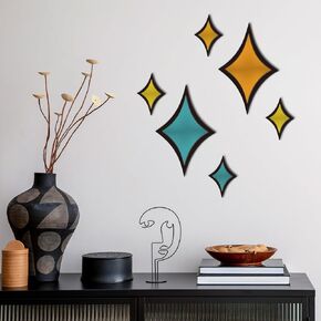 LiveInUrban Starburst منتصف القرن ديكور الحائط الحديث، الذهب الماس Starburst Atomic Stars الاكريليك جدار الفن 6PCS in Kuwait