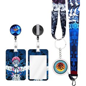 Anime Lanyard with Retractable Badge Reel and Cool Yellow ID Badge Holder(with Anime Style Keychain) 4PCS Set Swivel Clip Alligator Clip for Nurses Student Teacher Women Men in Saudi Arabia