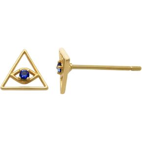 ANYGOLDS 14K Real Solid Gold Evil Eye Sapphire Stud Earrings – Tiny Marquise Cartilage Helix Tragus Upper Ear Studs – Adorned With Sapphire Gemstone - Dainty Ear Post for Women - Sold as a Pair in Kuwait