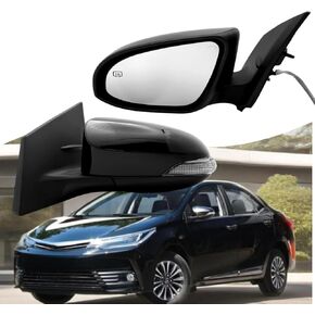 Right Passenger Side Mirror Compatible with Toyota Corolla 2014-2018 With Power Glass Heated Manual Folding Turn Signal Light 7-Pins Black in Saudi Arabia