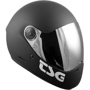 TSG - Pass Pro Solid Color Full-face Helmet, Matt Black w/Two Visors | Downhill Skateboarding, E-Skating, E-Onewheeling, Longboarding | Hardshell Fiberglass | Anti Scratch, Anti Fog, Distortion Free in Kuwait