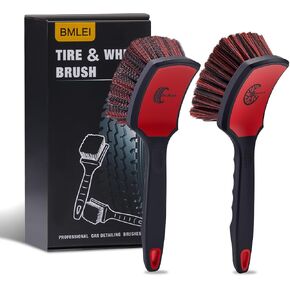 مجموعة فرش العجلات والإطارات، قطعتان من فرشاة عجلات السيارة وفرش تنظيف الإطارات، فرشاة ذات شعيرات ناعمة وفرشاة تنظيف الإطارات الصلبة، مجموعة تنظيف العجلات المتينة الخالية من الخدوش لتنظيف السيارات والشاحنات وسيارات الدفع الرباعي in Kuwait