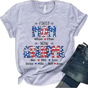 Personalized Grandma 4th of July Shirt, Wildflowers American Flag Grandma Shirt, Custom Grandma with Grandkid Names in Kuwait