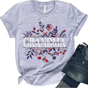 Personalized Grandma 4th of July Shirt, Wildflowers American Flag Grandma Shirt, Custom Grandma with Grandkid Names in Kuwait