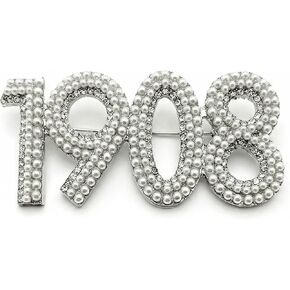 صندوق بروش من اللؤلؤ الفضي لعام 1908، هدايا أنيقة أنيقة للنساء، إكسسوار بروش برقم حجر الراين بلون لامع in Kuwait