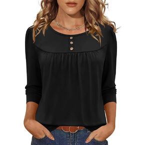 LOMON 3/4 Length Sleeve Womens Tops 2026 Spring Summer Trendy Tee Shirts Dressy Casual Business Work Blouses Outfits in Kuwait