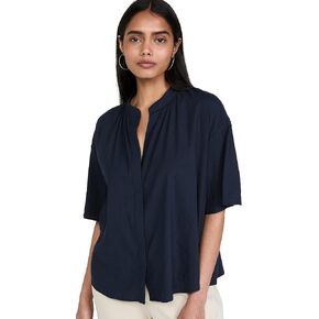 Vince Women's S/S Shirred Band Collar Blouse in Kuwait