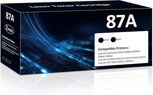 خراطيش حبر أسود 87A عبوتان متوافقة مع خراطيش الحبر HP 87A CF287A 87X CF287X المتوافقة مع HP Laser Jet Enterprise M506 M506dn M506n M506x Pro M527 M527dn M527z MFP M501 M501n M501dn in Kuwait