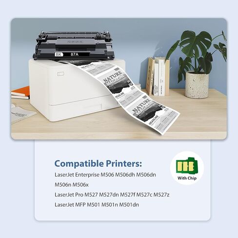 خراطيش حبر أسود 87A عبوتان متوافقة مع خراطيش الحبر HP 87A CF287A 87X CF287X المتوافقة مع HP Laser Jet Enterprise M506 M506dn M506n M506x Pro M527 M527dn M527z MFP M501 M501n M501dn in Kuwait